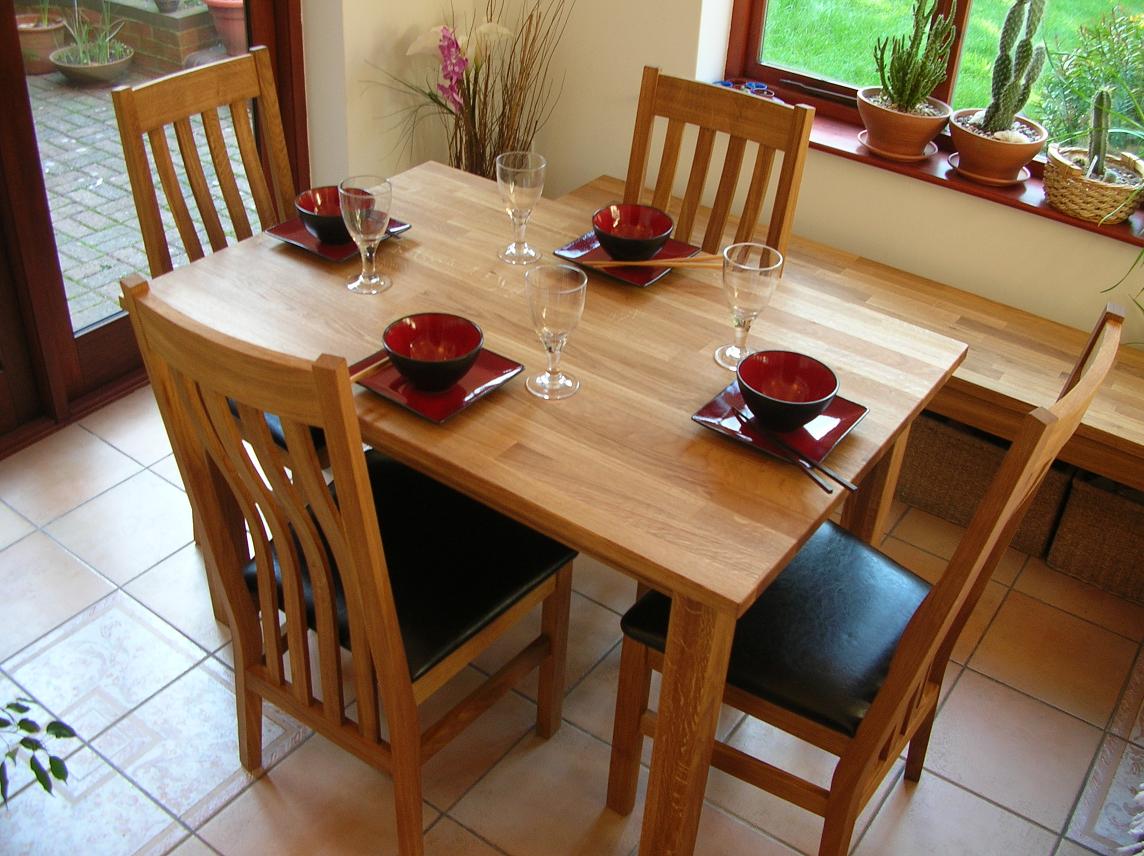 solid oak kitchen table set